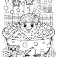 Baby’s Bubble Bath Fun Coloring Page