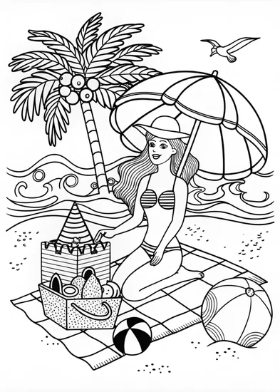 A coloring page of Elegant Barbie Coloring Page