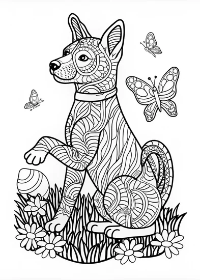 A coloring page of Basenji Coloring Page