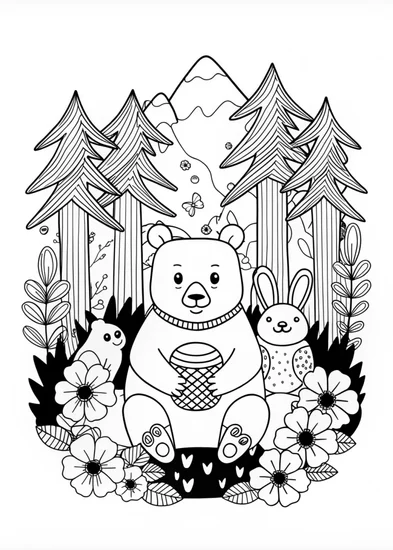A coloring page of Bear Portrait Coloring Page