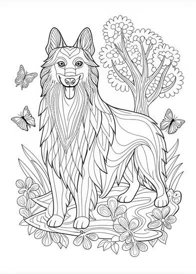 A coloring page of Lassie the Sheltie Coloring Page