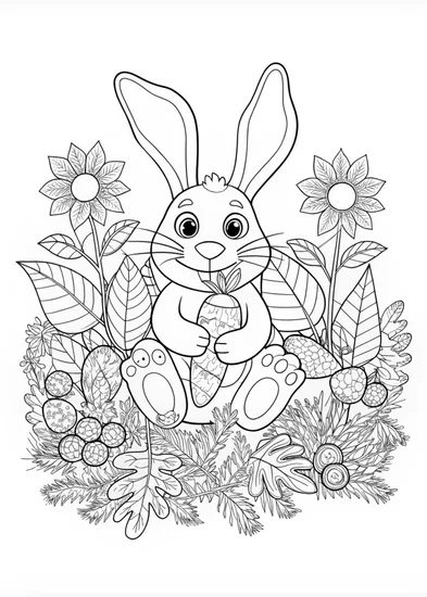 A coloring page of Benny the Bunny and His Carrots Coloring Page