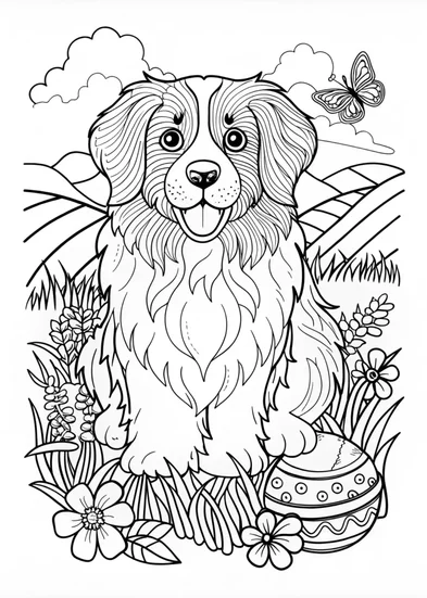 A coloring page of Majestic Saint Bernard Coloring Page