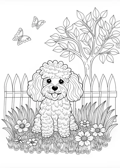 A coloring page of Puppy Pals: Fluffy Bichon Coloring Fun