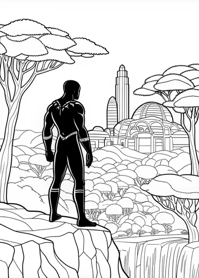 A coloring page of Black Panther on the Prowl Coloring Page