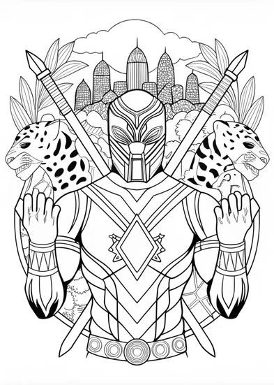 A coloring page of Black Panther Coloring Page