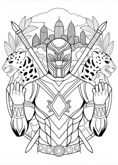 A coloring page of Black Panther Coloring Page