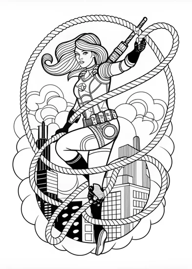 A coloring page of Black Widow
