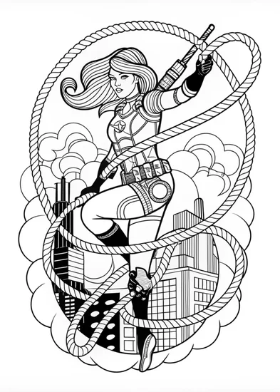 A coloring page of Black Widow