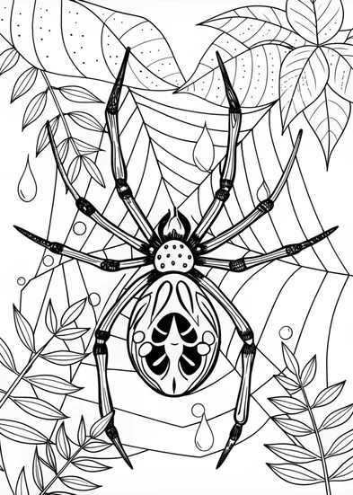 A coloring page of Giant Spider in the Countryside Coloring Page