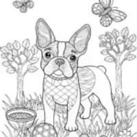 French Bulldog Fantasy Coloring Page