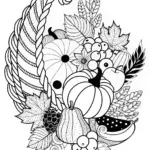 Bountiful Harvest Cornucopia Coloring Page