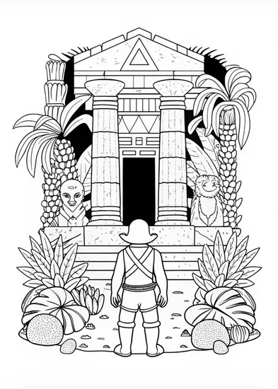 A coloring page of Bowser in the Temple of Power Coloring Page