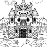 Bowser at the Beach Coloring Page