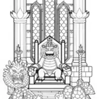 Bowser on His Throne Coloring Page
