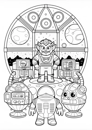 A coloring page of Bowser Conquers the Moon
