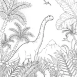 Brachiosaurus Strolling Through a Prehistoric Garden