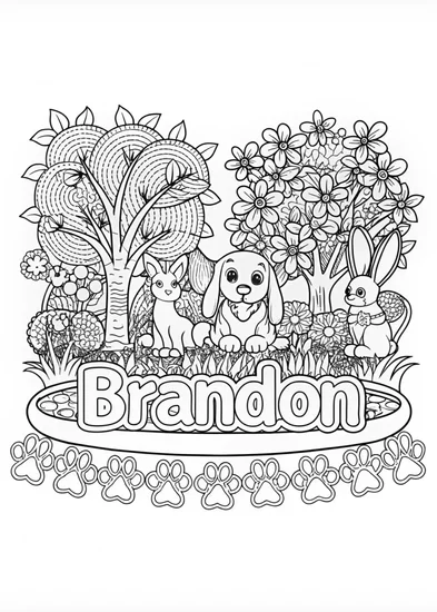 A coloring page of Playful Bear in the Jungle