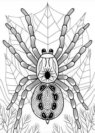 A coloring page of Spider in the Mountain Valley