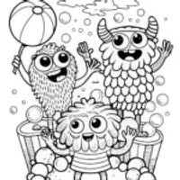 Bubble-Scaled Monster Frenzy Coloring Page