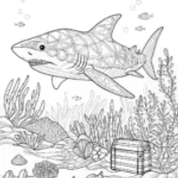 Shark Family Ocean Adventure Coloring Page