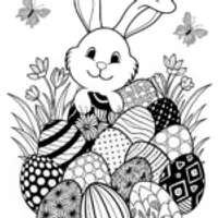 Bunny and Easter Egg Extravaganza Coloring Page