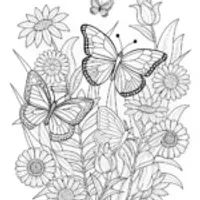 Butterfly Garden in Bloom Coloring Page