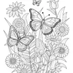 Butterfly Garden in Bloom Coloring Page
