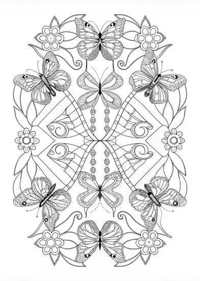 A coloring page of Butterfly Kaleidoscope Coloring Adventure
