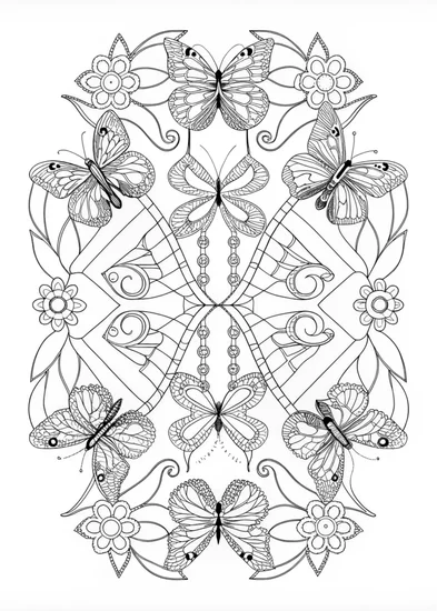 A coloring page of Butterfly Kaleidoscope Coloring Adventure