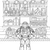 Buzz Lightyear in the Toy Aisle Coloring Page