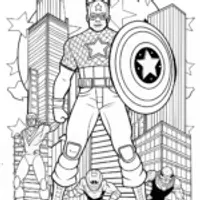 Captain America in Action Coloring Page