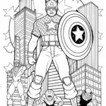 Captain America in Action Coloring Page