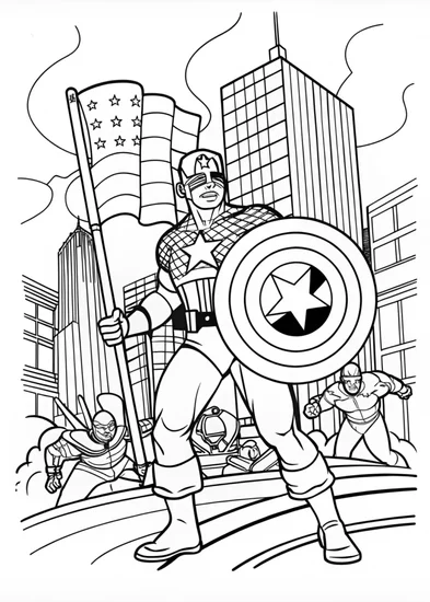 A coloring page of Captain Kitty Hero Coloring Page