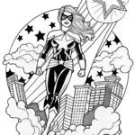 Captain Marvel: Galactic Defender Coloring Page