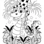 Tiny Dragon in a Top Hat Coloring Page