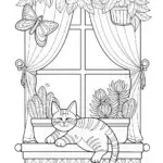 Kitty’s Serene Pose Coloring Page