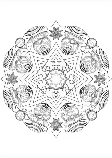 A coloring page of Celestial Mandala Dreams Coloring Page