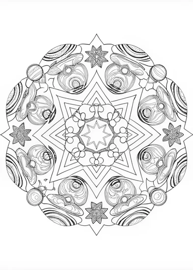 A coloring page of Celestial Mandala Dreams Coloring Page