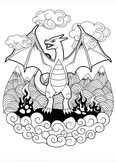 A coloring page of Charizard Coloring Adventure