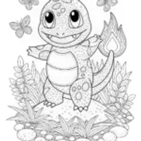 Charmander’s Playful Adventure Coloring Page