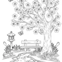 Cherry Blossom Serenity Coloring Page