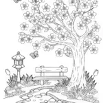 Cherry Blossom Serenity Coloring Page