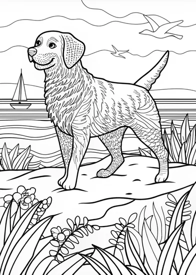 A coloring page of Cheasapeake Bay Retriever