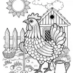 Majestic Rooster Coloring Page