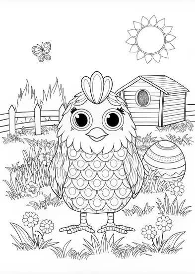 A coloring page of Rooster Coloring Adventure
