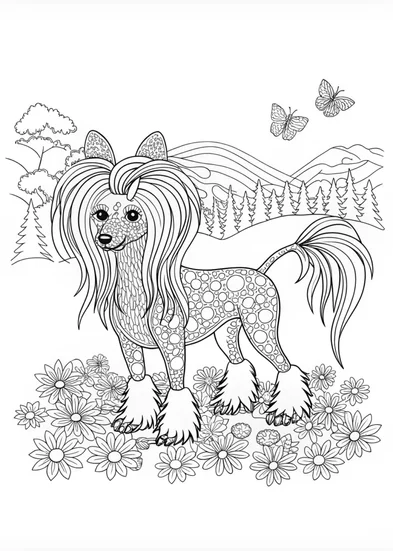 A coloring page of Fluffy Dog Coloring Page