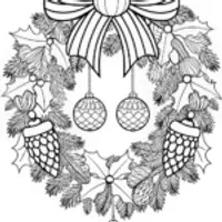 Festive Christmas Wreath Coloring Page