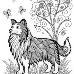 Coloring Page: Regal Collie Portrait