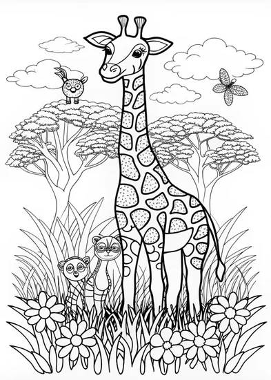 A coloring page of Color and Create with Gerry the Giraffe